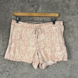Lucky Brand Shorts Womens Large Pink Paisley Print Pullon Drawstring Waist